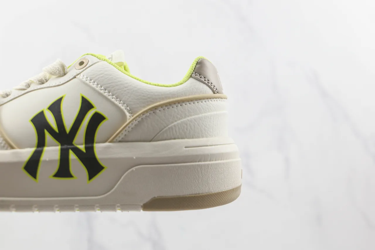 New Era MLB Lifestyle Sneaker White Yellow Low-Top Platform Leather-Textured Upper Lifestyle Sneakers