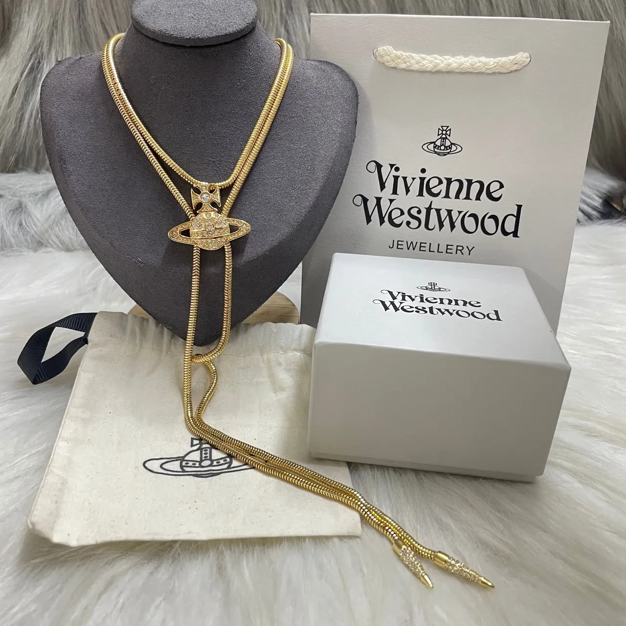 Vivienne Westwood Orb Crystal-Pavé Bolo Necklace
