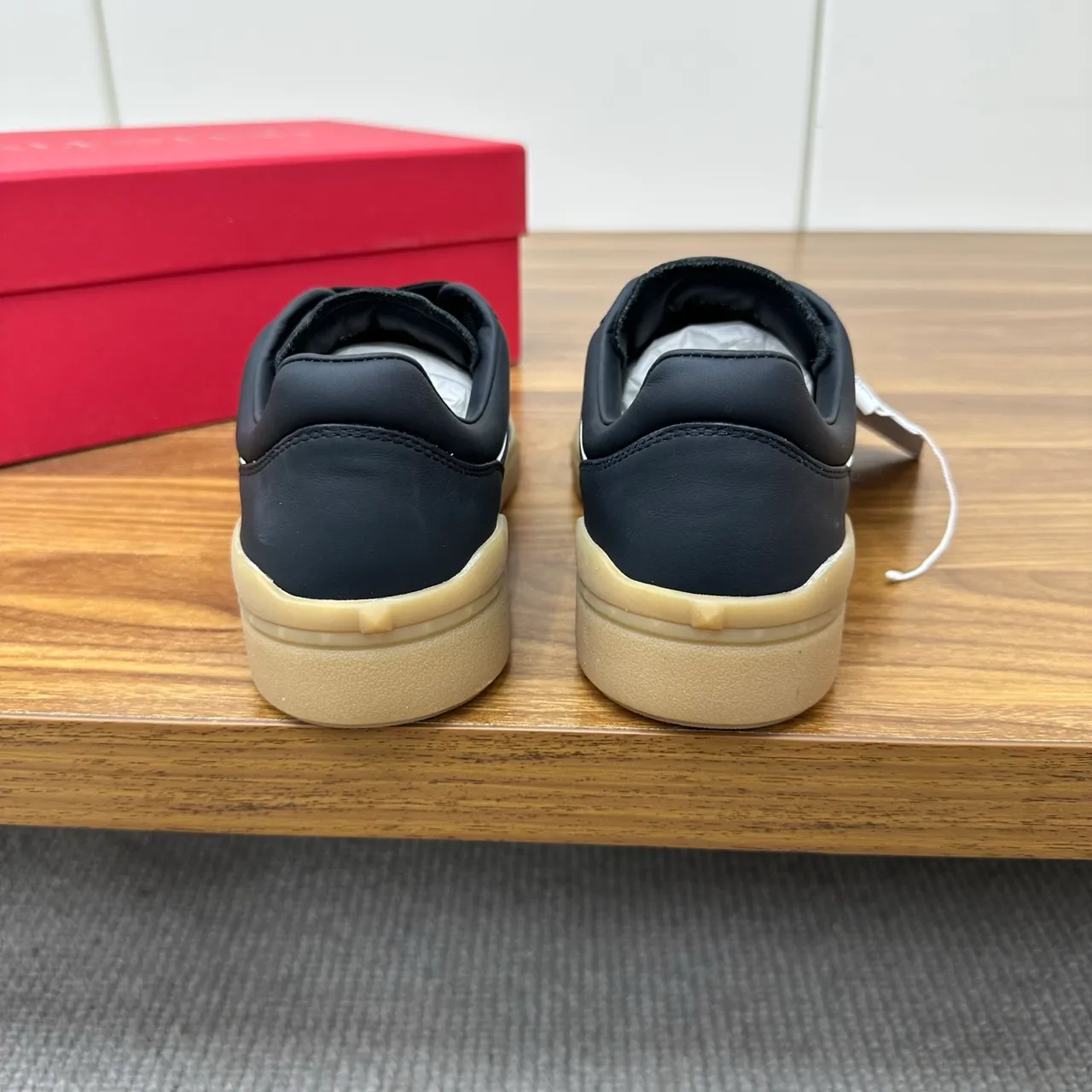 Valentino Garavani Black and White Leather Lifestyle Sneakers