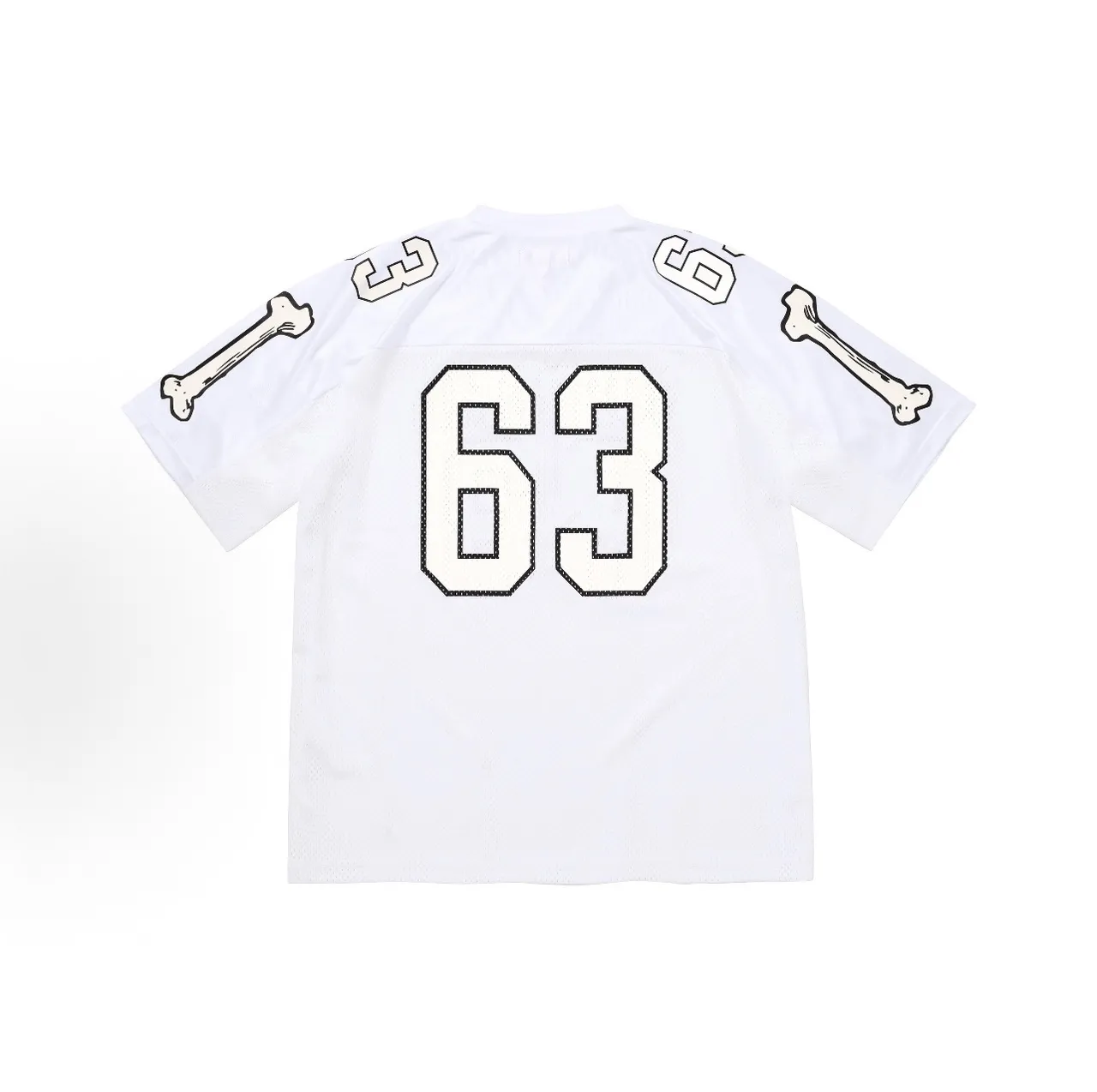 Supreme Football White Black Mesh Construction Stitched-Outline Lettering Jersey