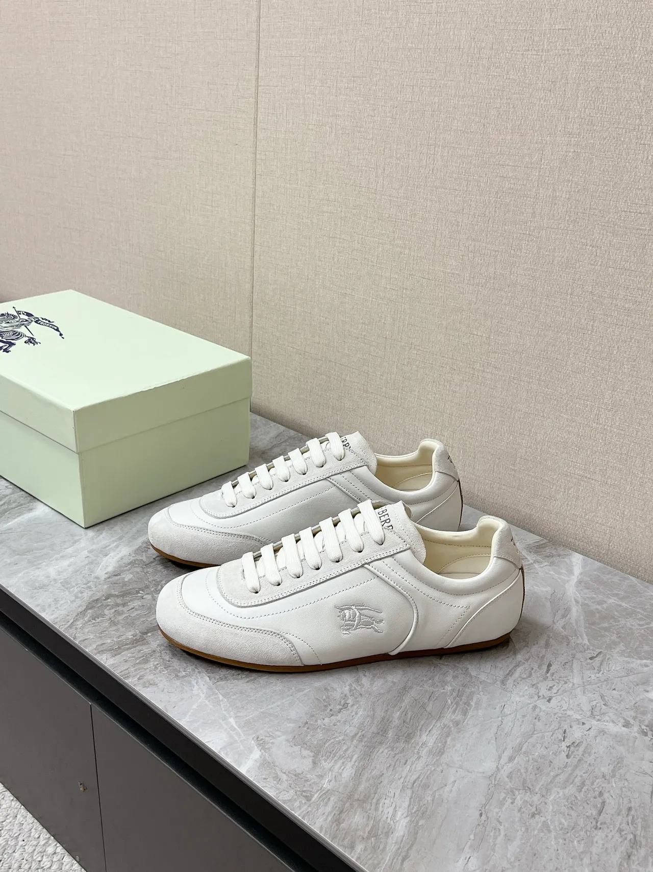 Burberry Knight White Leather-Suede Hybrid Lifestyle Sneakers