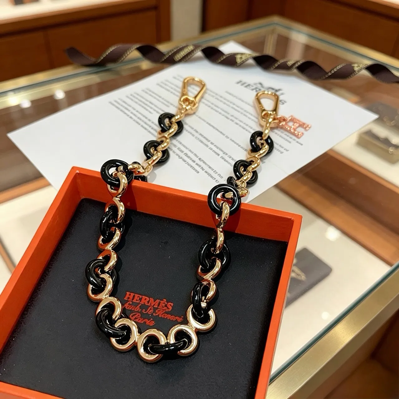 Hermès Black Gold Link Pavé-Crystal H Charm Chain Bag