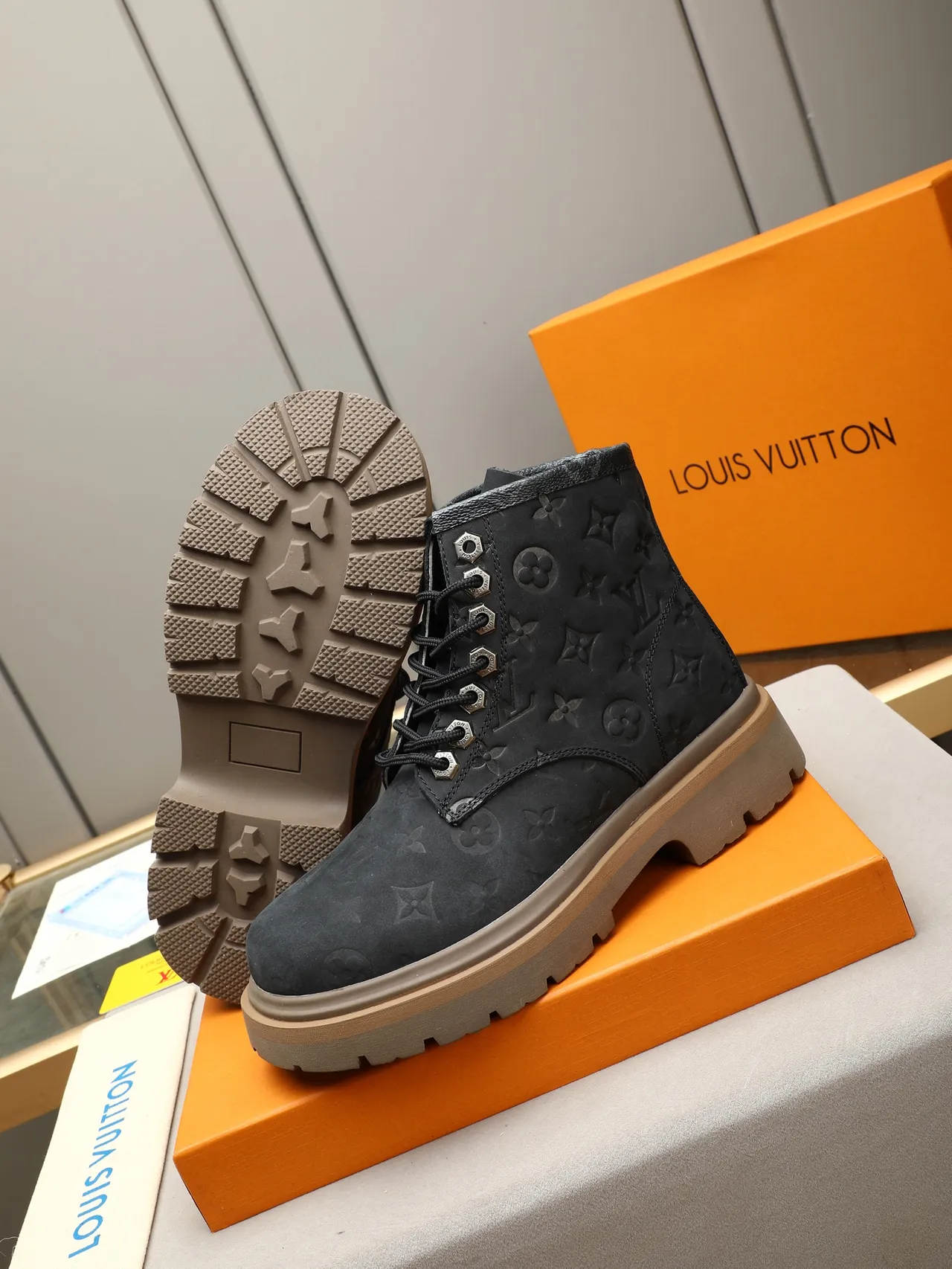 Louis Vuitton Trail Boot Monogram Eclipse Black Work Boot