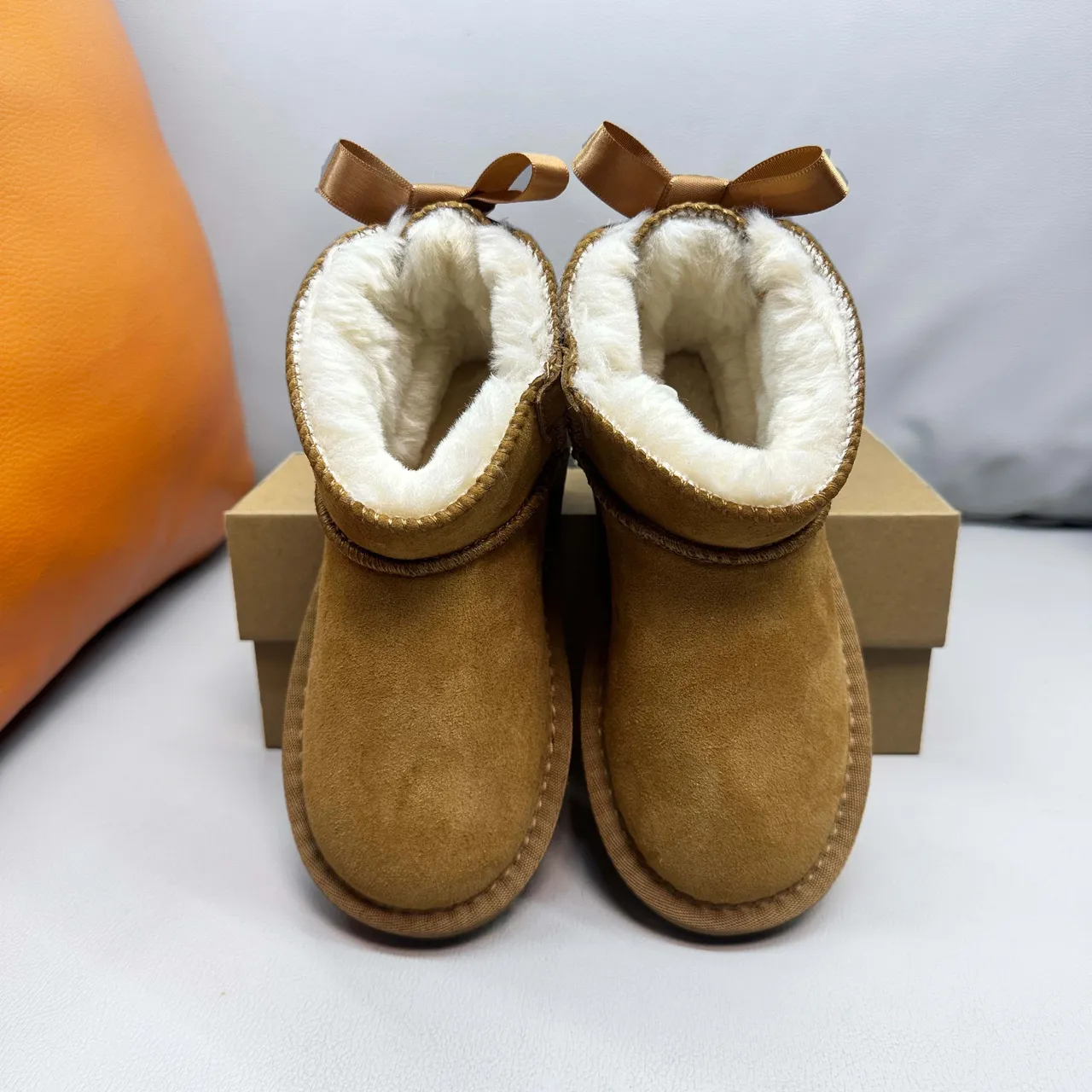 UGG Classic Mini Tan Suede Shearling-Lined Snow Boots