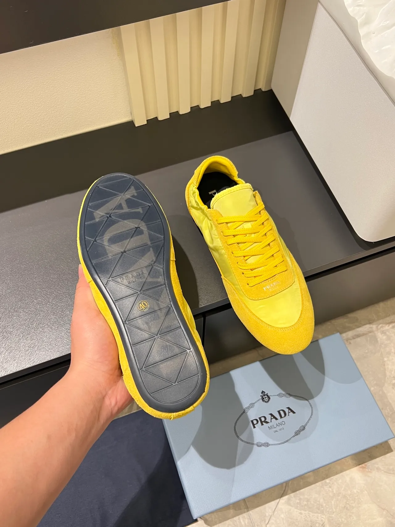 Yellow Suede and Nylon Low-Top Lifestyle Sneakers
