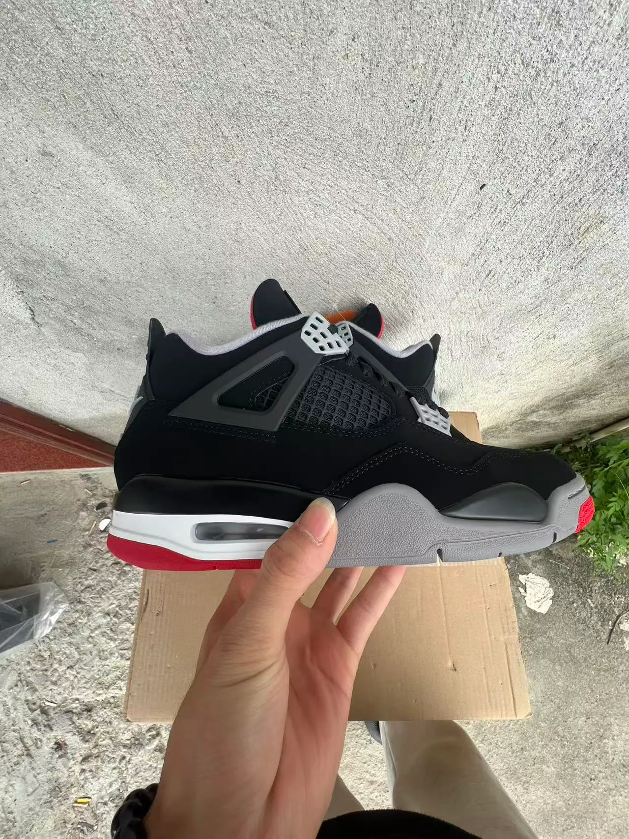 Air Jordan 4 Black Red Gray Basketball Shoes