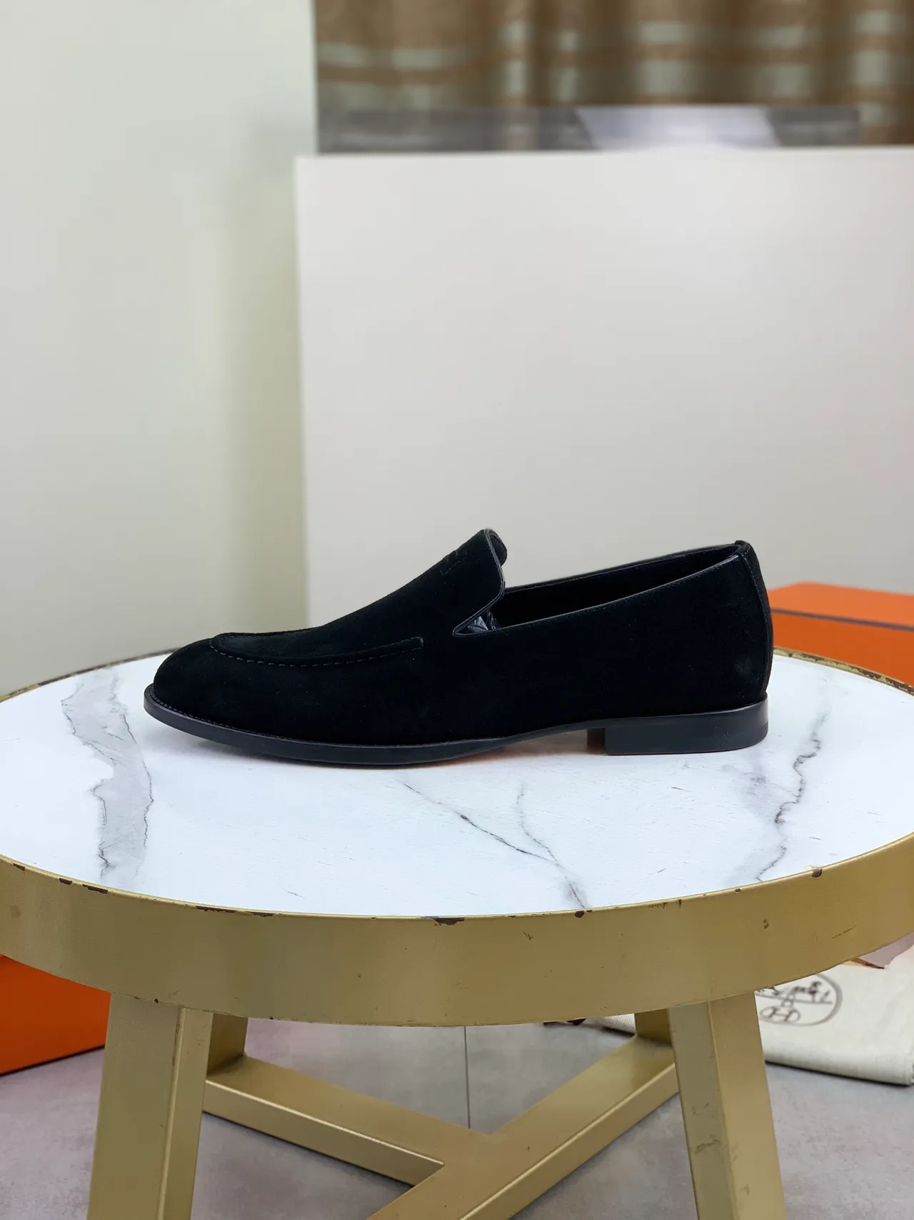 Hermès Oran Loafer Black Suede Slip-On Loafers