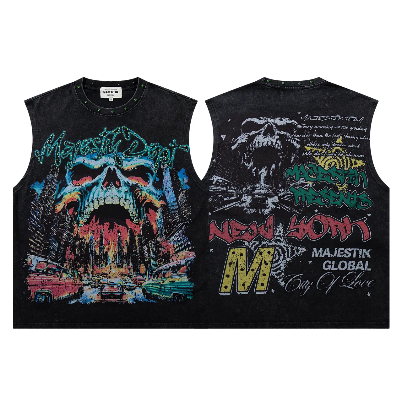 MAJESTIK Graphic-Print Sleeveless Vest Top