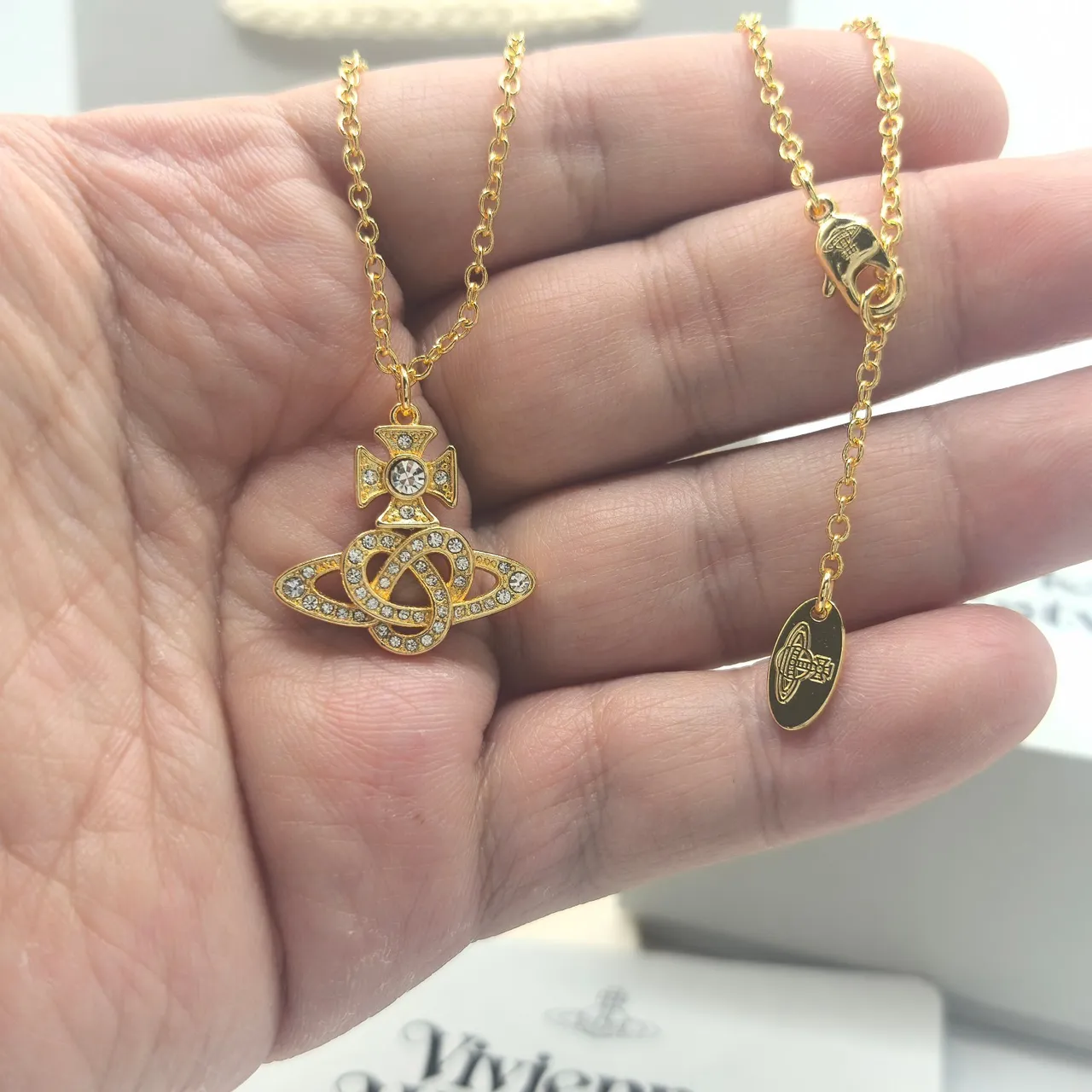 Vivienne Westwood Orb Pendant Necklace Gold and Silver Crystal Necklaces