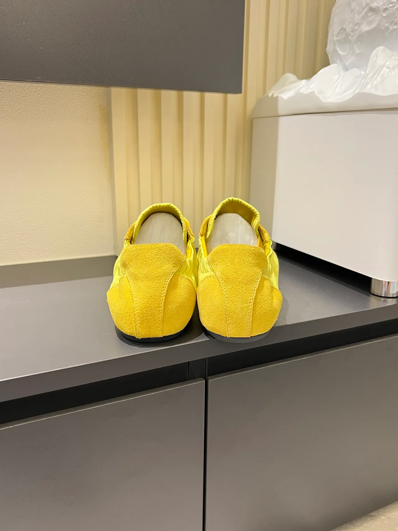Yellow Suede and Nylon Low-Top Lifestyle Sneakers