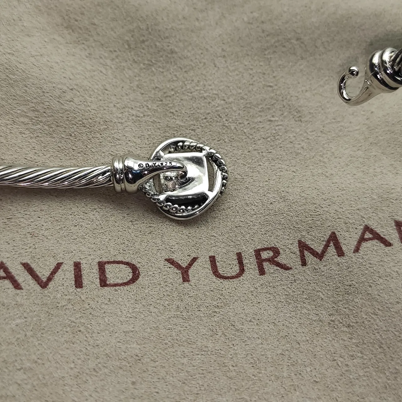 Tiffany & Co. HardWear Twisted Cable Pavé Heart Clasp Silver Bracelet