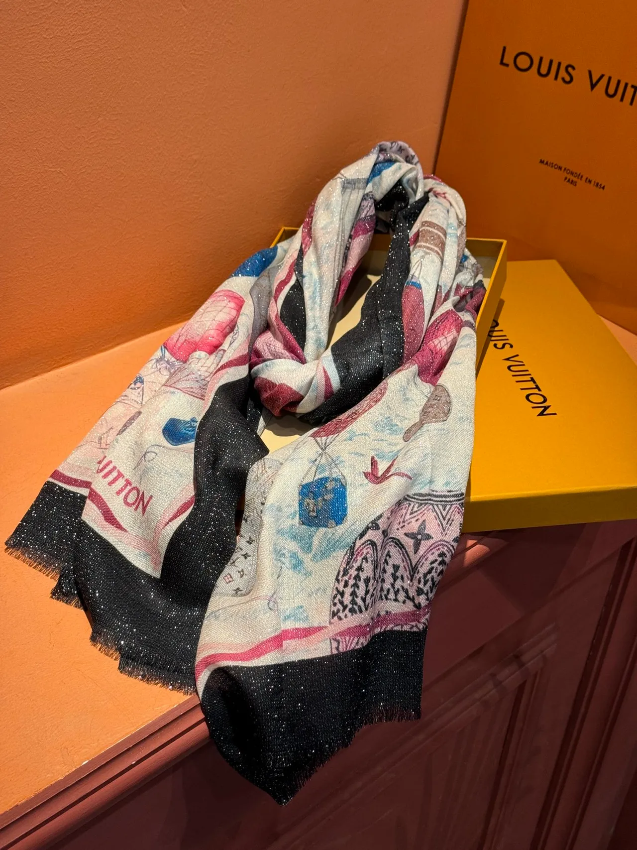 Louis Vuitton Montgolfière Printed Hot-Air Balloon Silk Scarf