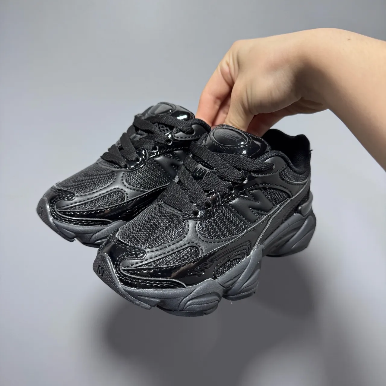 New Balance 9060 Black Glossy Chunky Sneakers