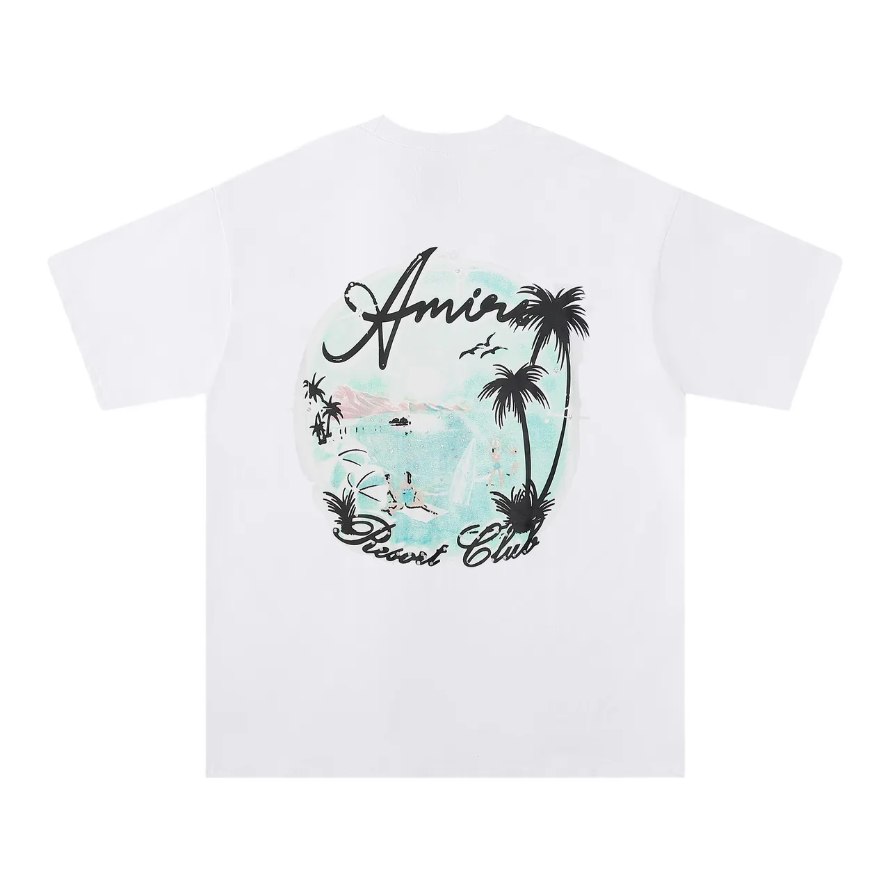 Amiri Resort Club Graphic Print Black and White T-Shirt