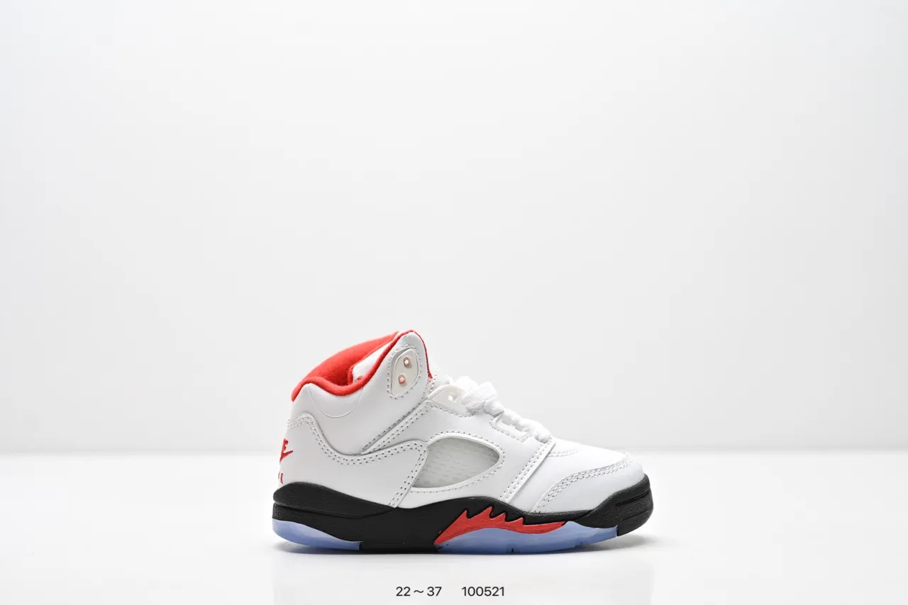 Air Jordan 5 Black Red '75' Kids Basketball Shoes