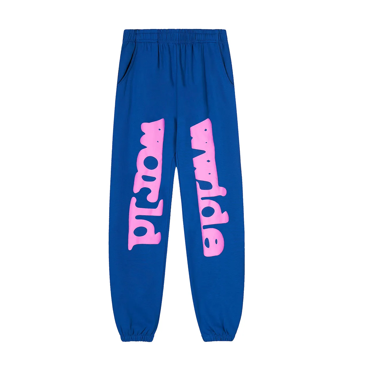 Blue Pink Oversized Hoodie Graphic-Print Joggers Tracksuit