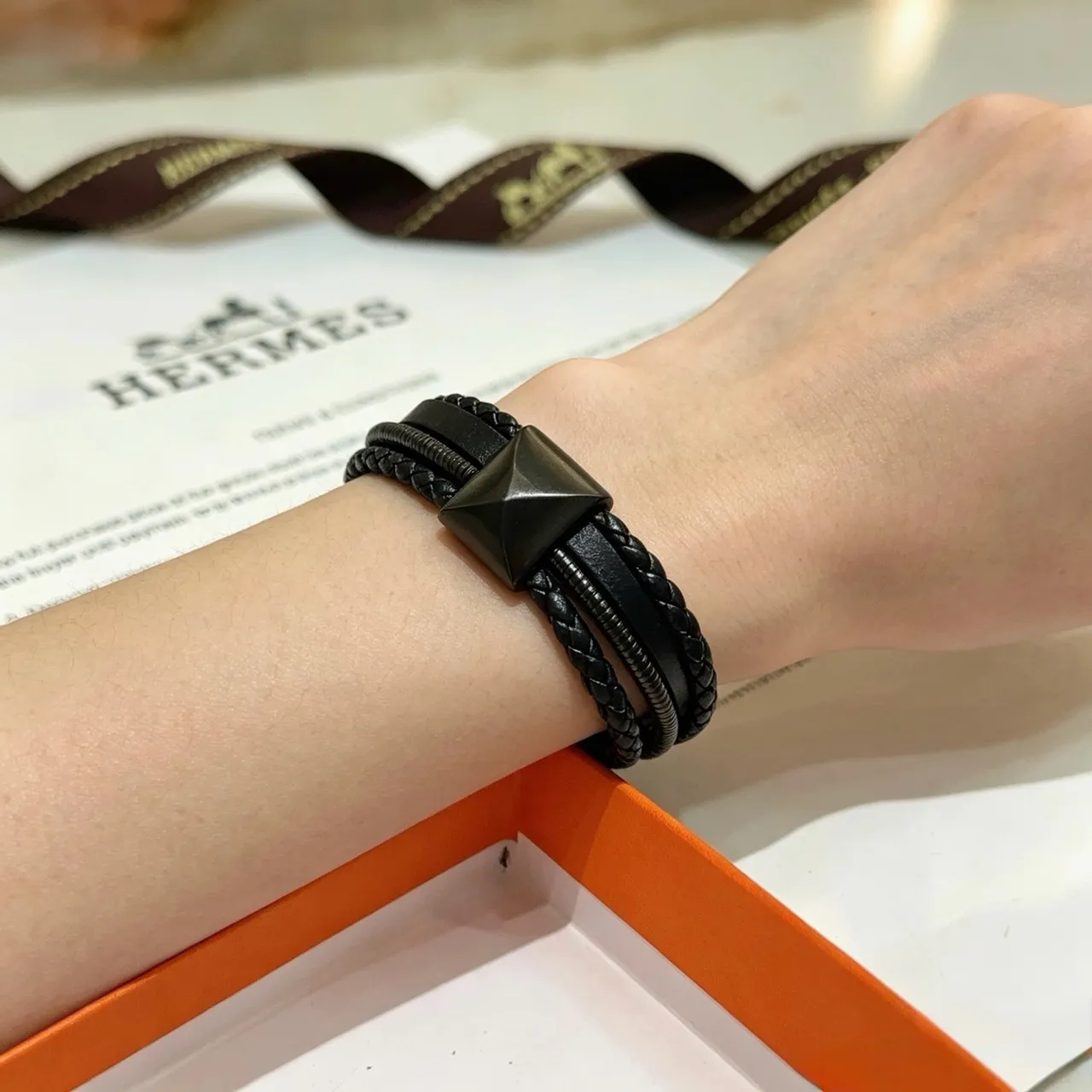 Black Multi-Strand Braided Leather Bracelet