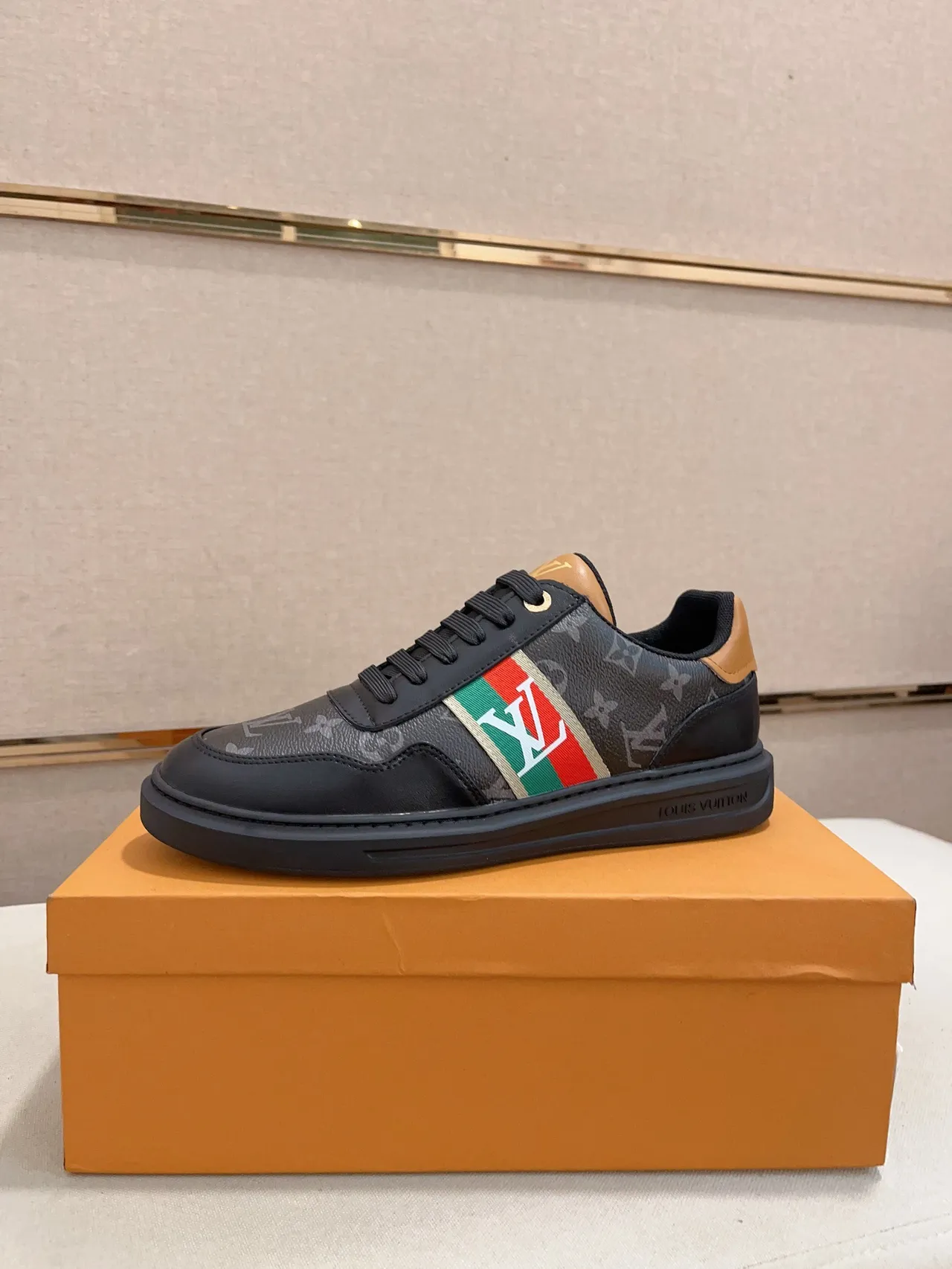 Louis Vuitton LV Trainer Black Multicolor Monogram Canvas Leather Toe Cap Lifestyle Sneakers