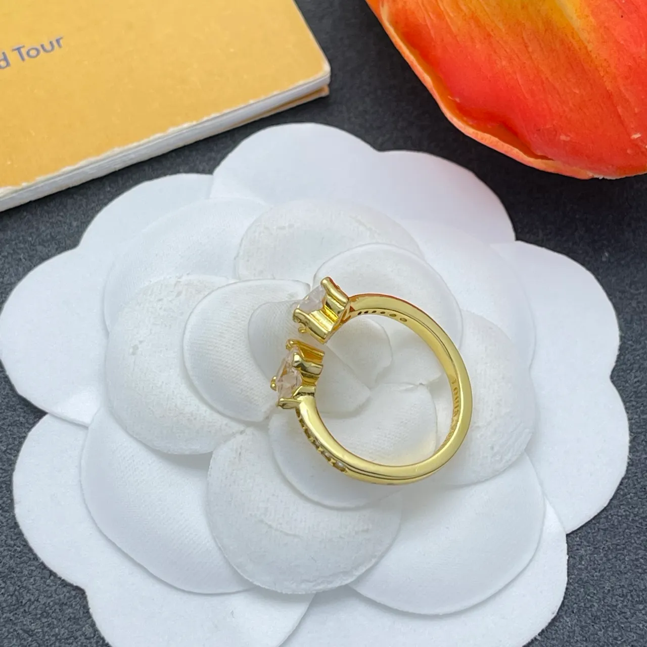 Louis Vuitton Two-Stone Prong-Set Gold Ring