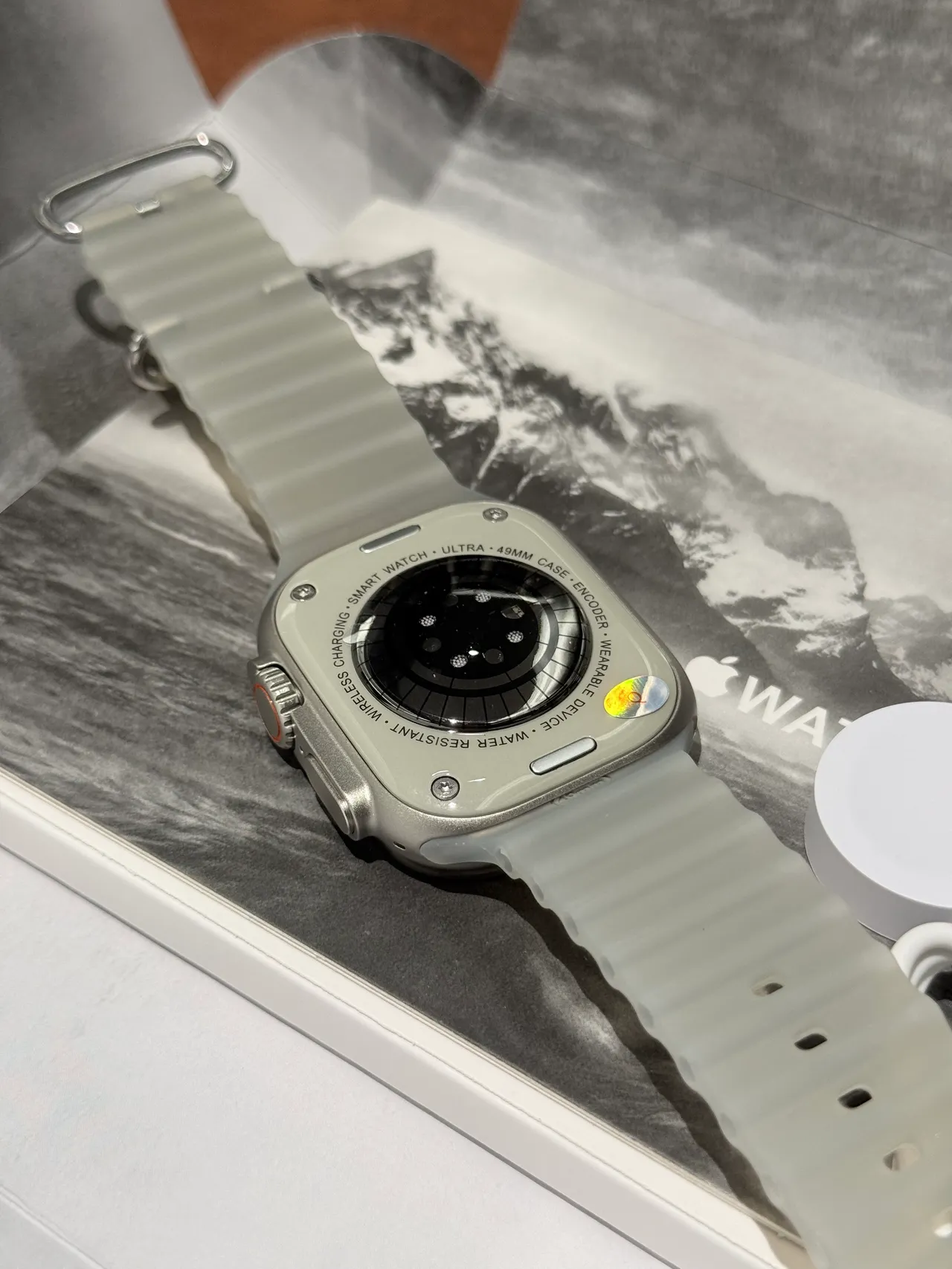 Apple Gray Orange Square Case Action Button Sports Watch