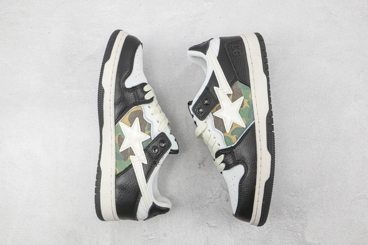 A Bathing Ape BAPE STA Black White Camo Lifestyle Sneakers