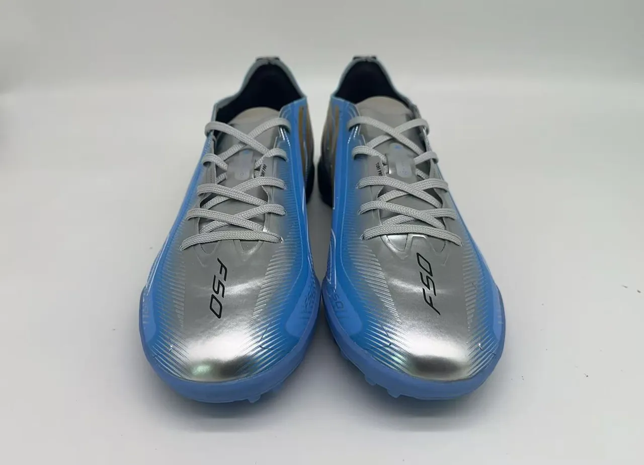 Adidas F50 Silver Blue Metallic Upper Gradient Turf Soccer Shoes