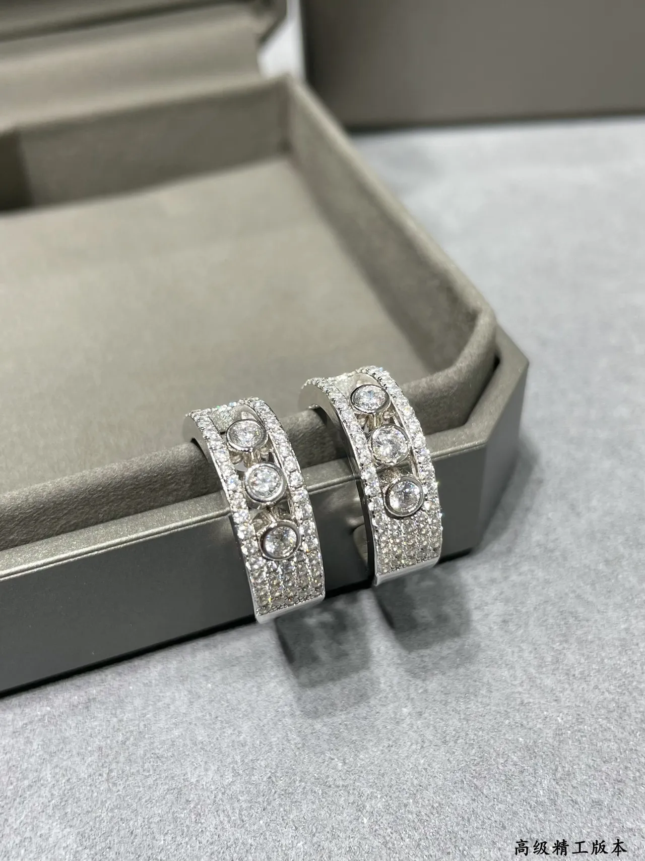 Silver Gold Pave-Set Ring