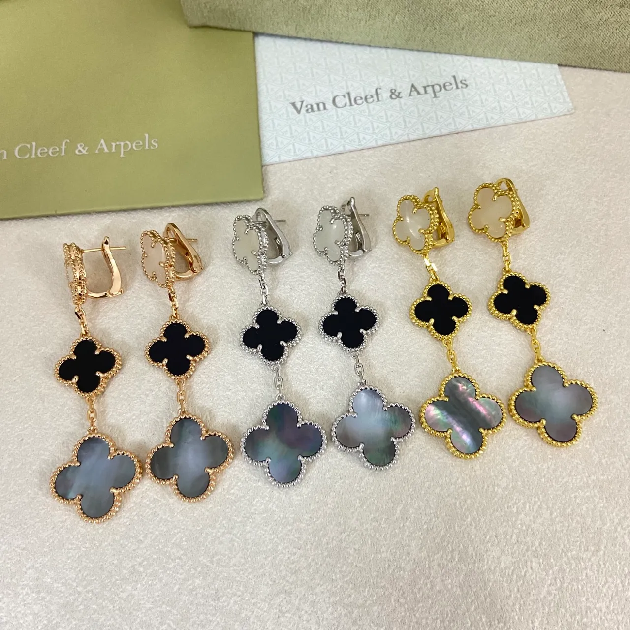 Van Cleef & Arpels Alhambra Four-Leaf Clover Dangling Earrings