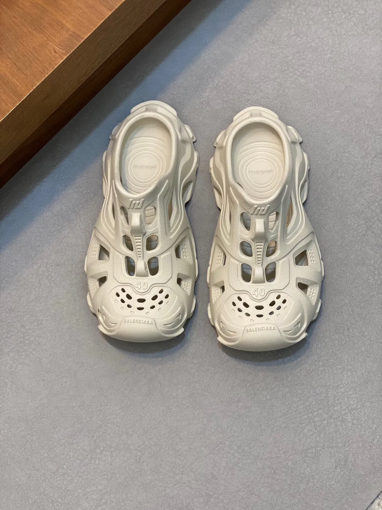 Balenciaga Defender Clog Off-White Molded Monochrome Slip-On Clog