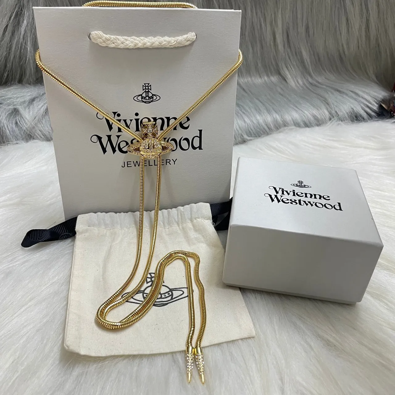 Vivienne Westwood Orb Crystal-Pavé Bolo Necklace