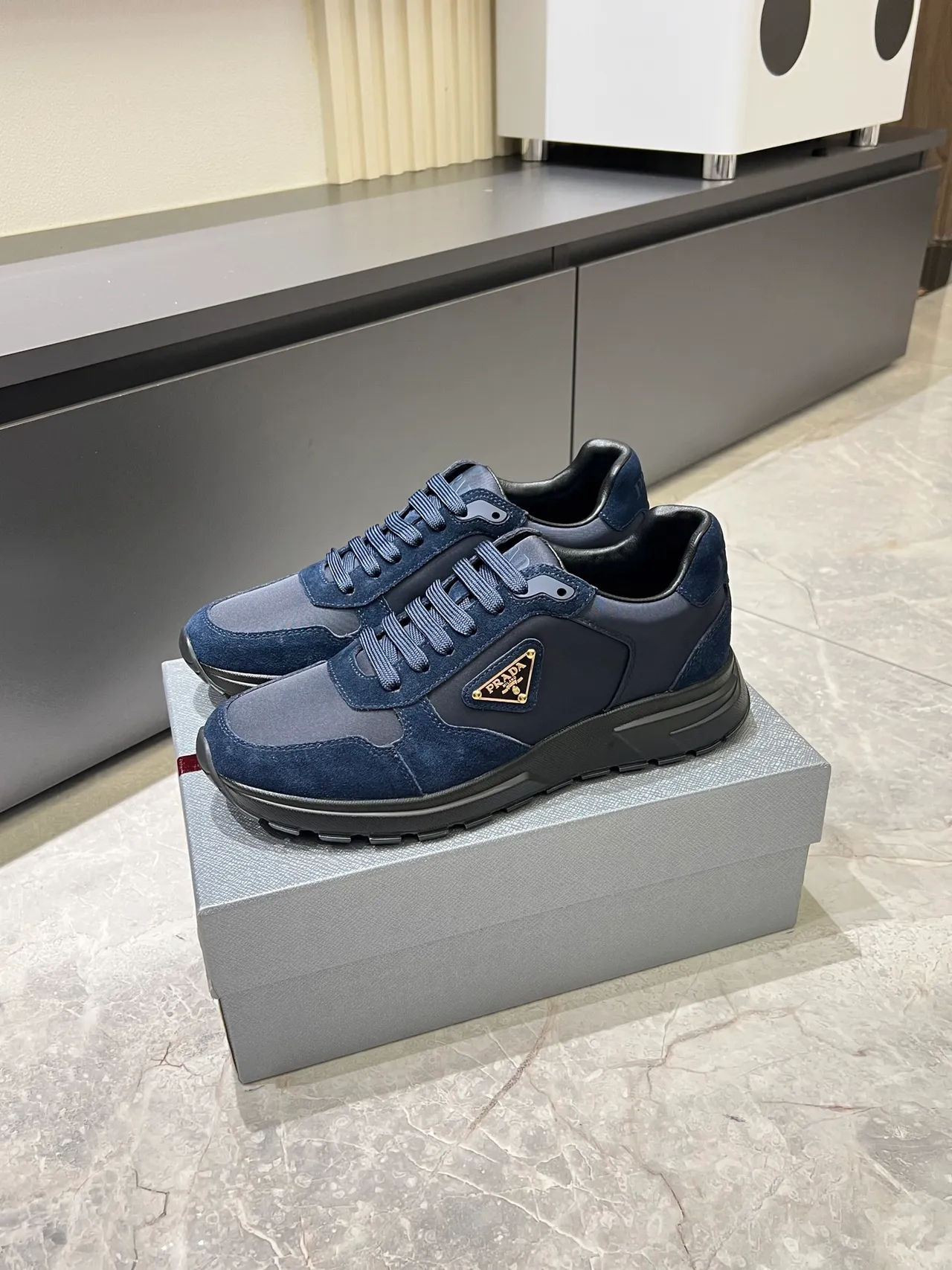 Prada Cloudbust Navy Blue Suede and Leather Lifestyle Sneakers