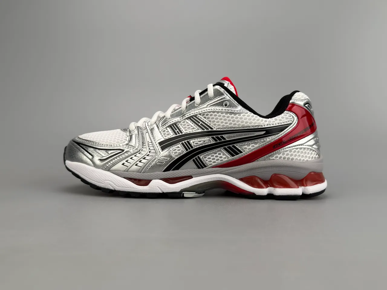 ASICS Gel-Kayano Silver White Red Running Shoes