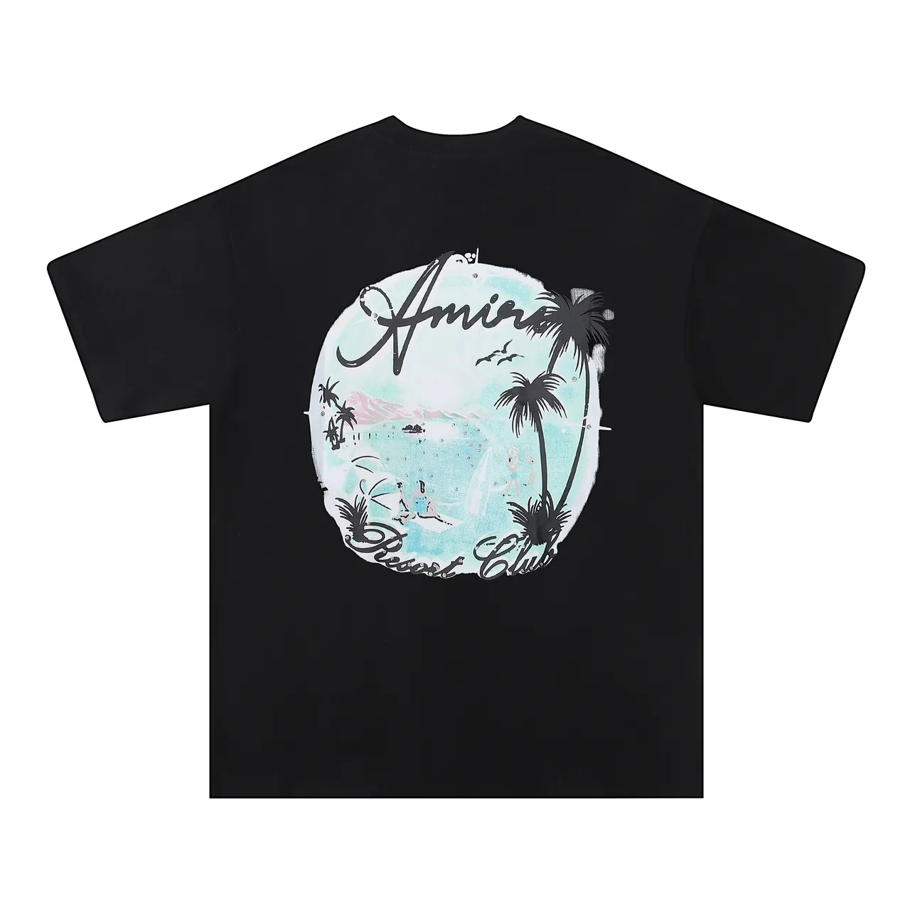 Amiri Resort Club Graphic Print Black and White T-Shirt