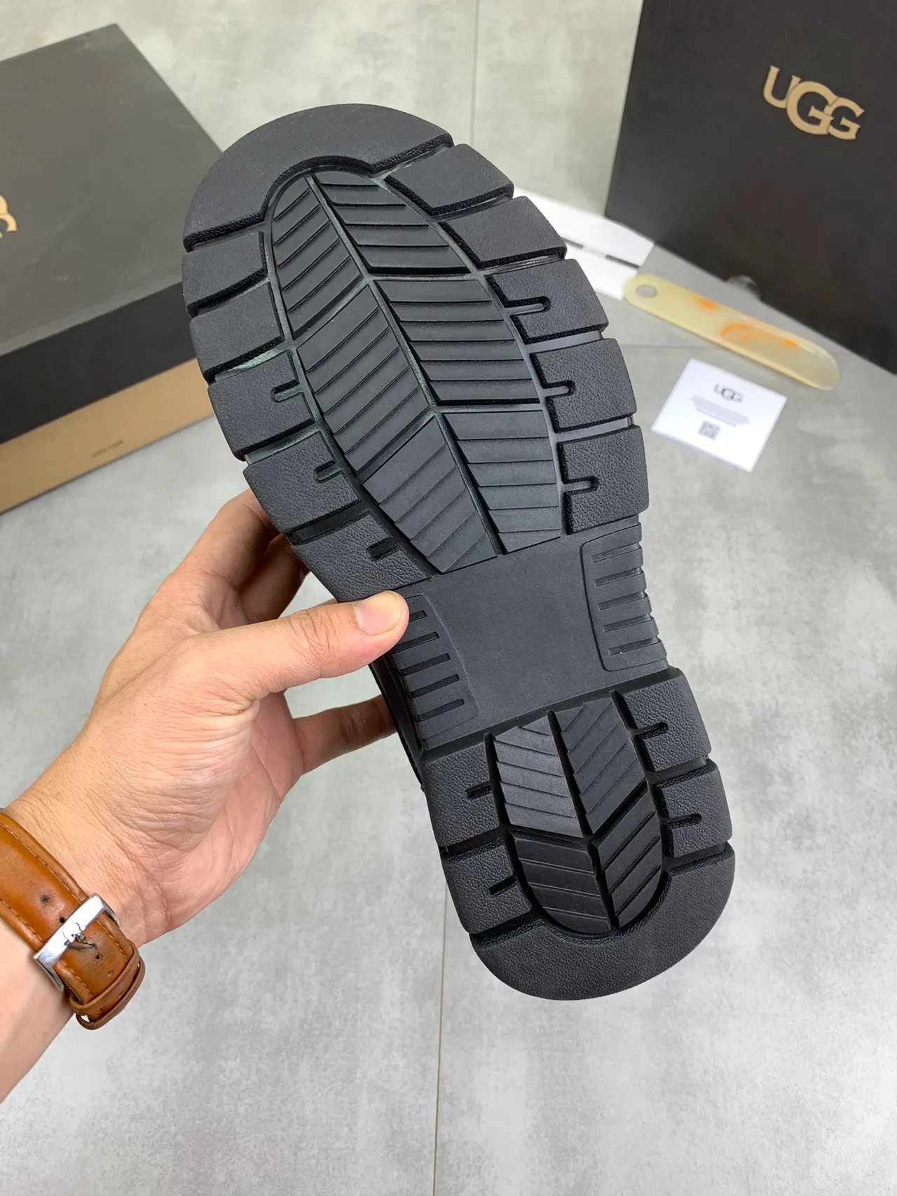 UGG Tasman Black White High-Top Lace-Up Snow Boots
