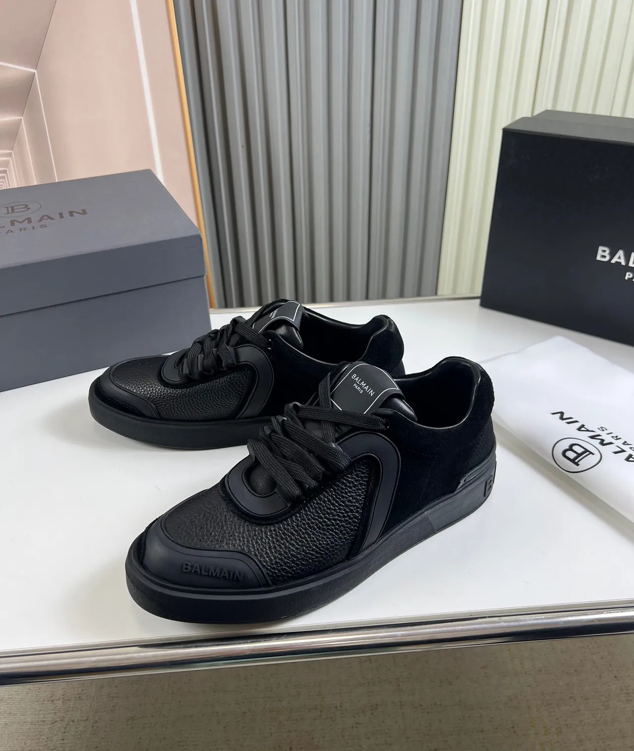 Balmain B-Court Monochrome Black Lifestyle Sneakers