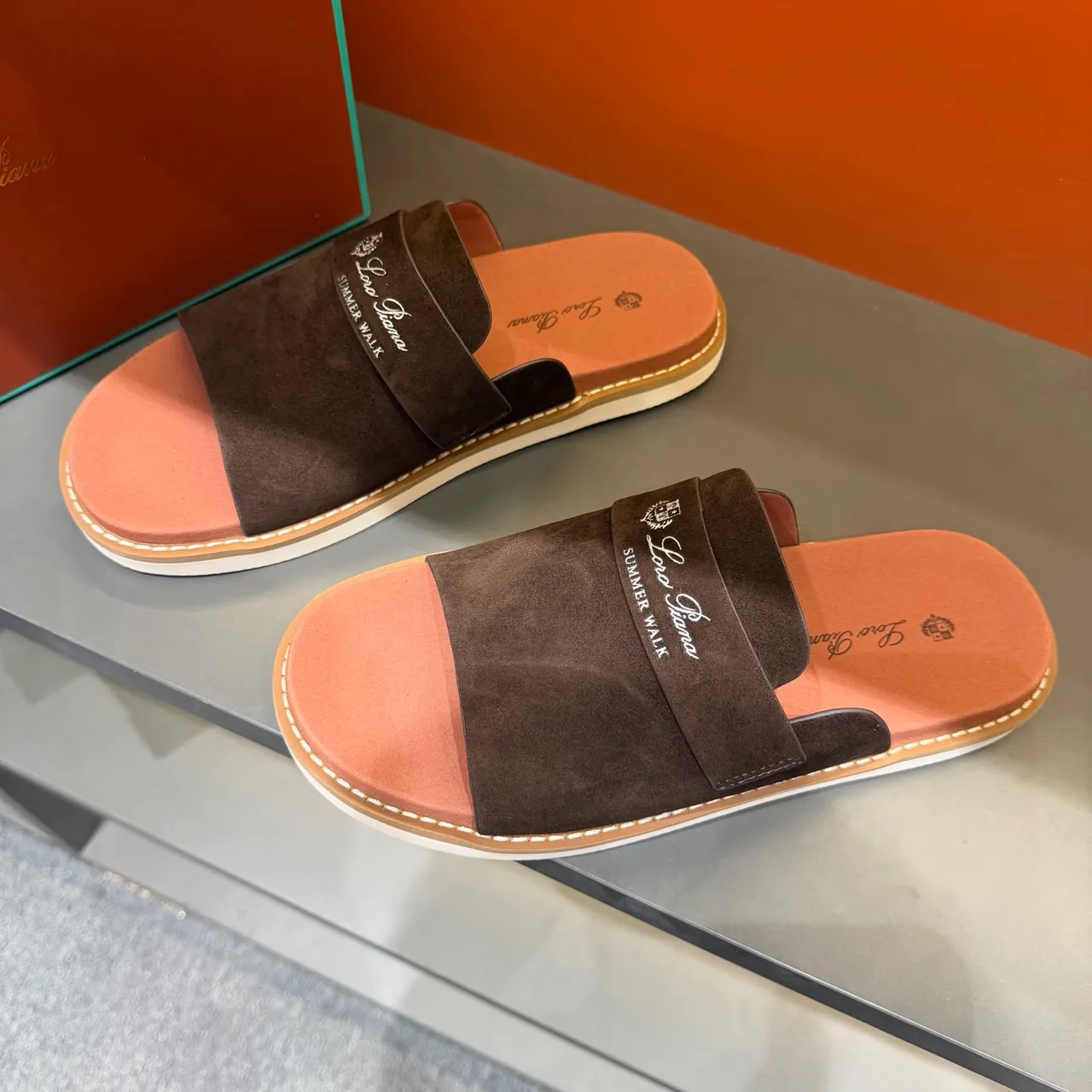 Loewe Summer Walk Suede Slide Slippers