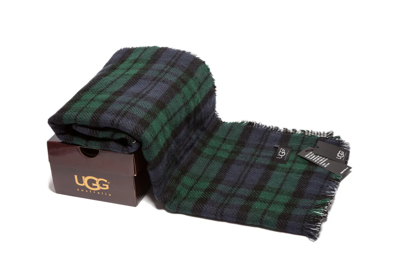 Green Black Plaid Pattern Wool-Like Texture Scarve