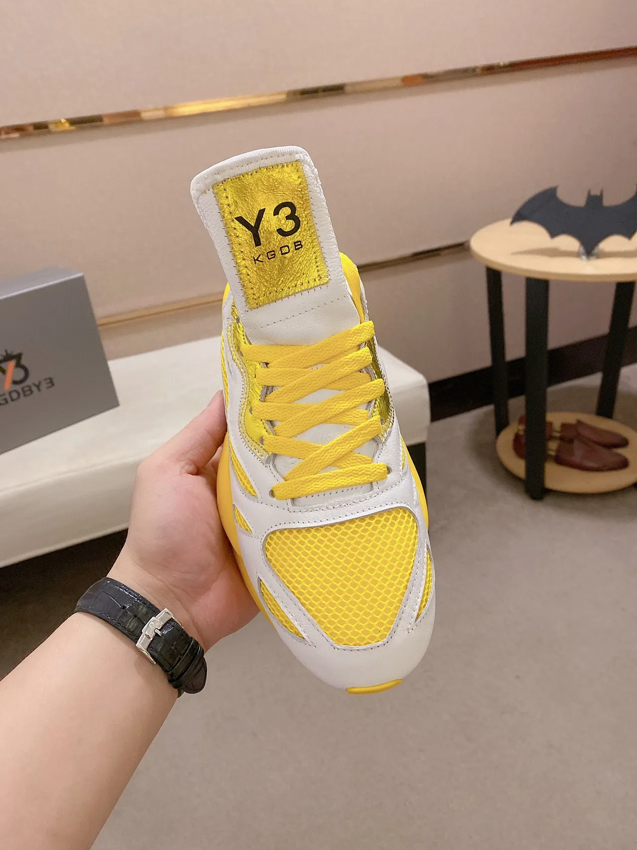 Y-3 Runner White and Yellow Chunky Sneakers