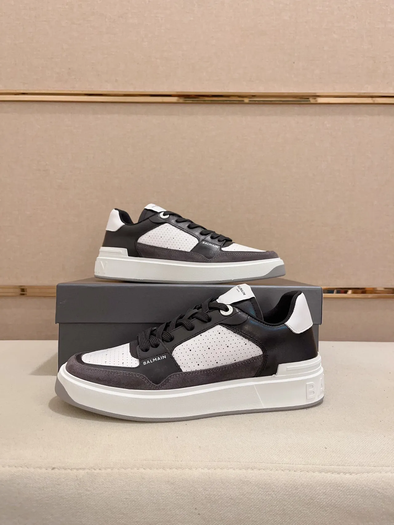 Balmain B-Court Black White Gray Lifestyle Sneakers