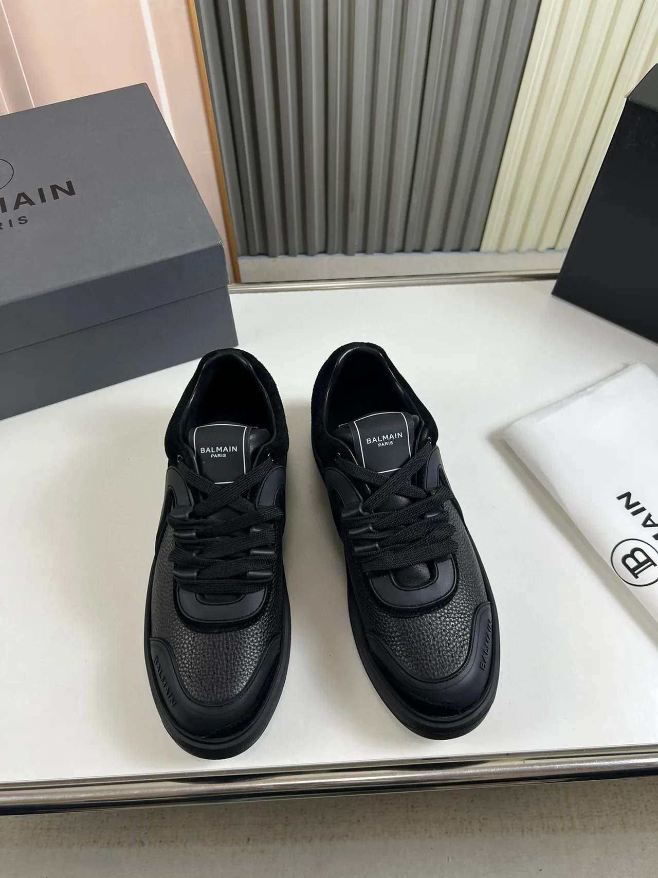 Balmain B-Court Monochrome Black Lifestyle Sneakers
