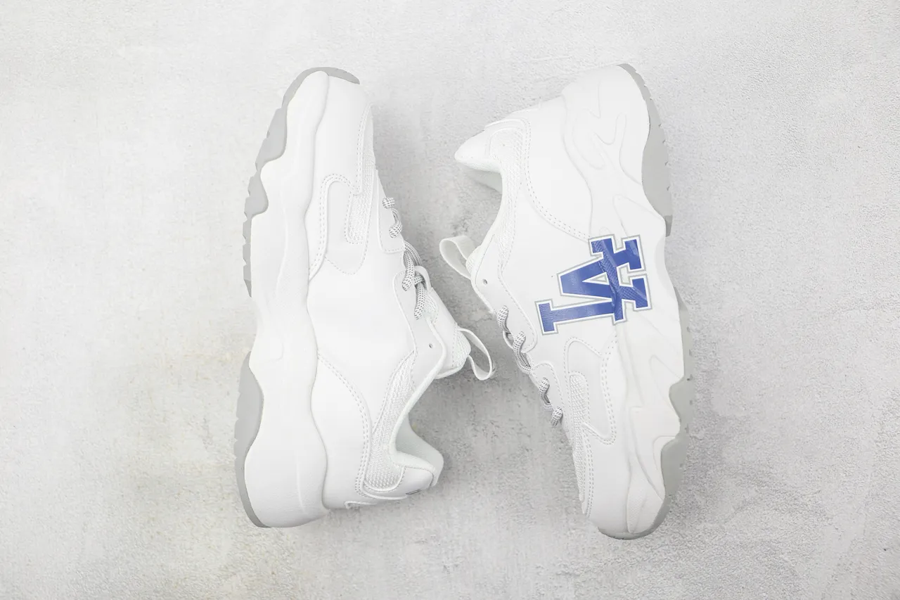 Mitchell & Ness White Blue Sole Team Logo Branding Chunky Sneakers