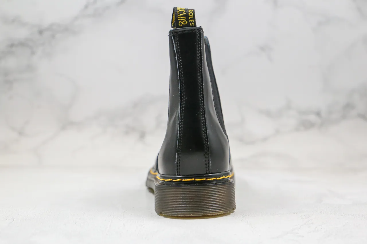 Dr. Martens Chelsea Boot Black Yellow Smooth Leather Welt Stitching Chelsea Boots