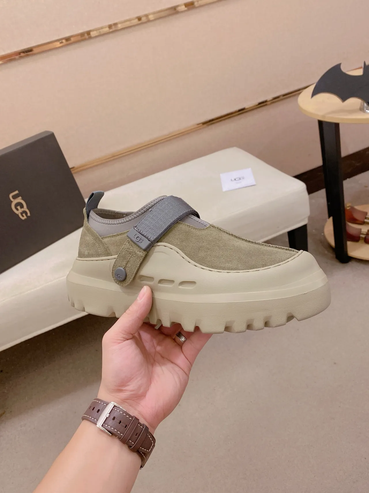 UGG Tasman Sage Green and Gray Strap Clog
