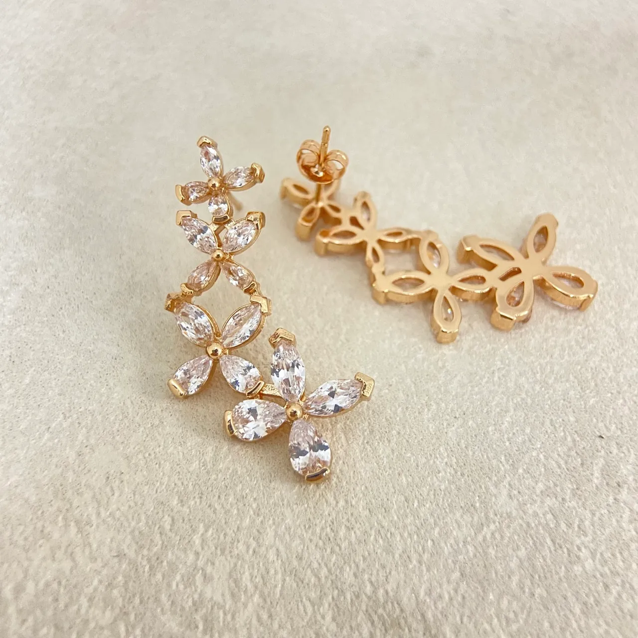 Floral Marquise-Cut Crystal Dangling Earrings