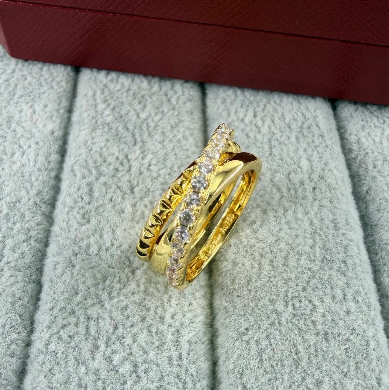 Multi-Band Pavé-Set Textured Edge Stackable Rings