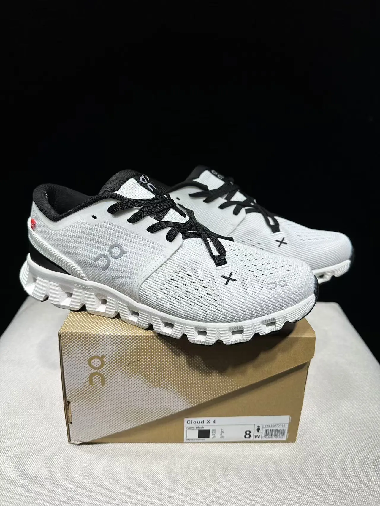 On Cloudmonster White Black Running Shoes
