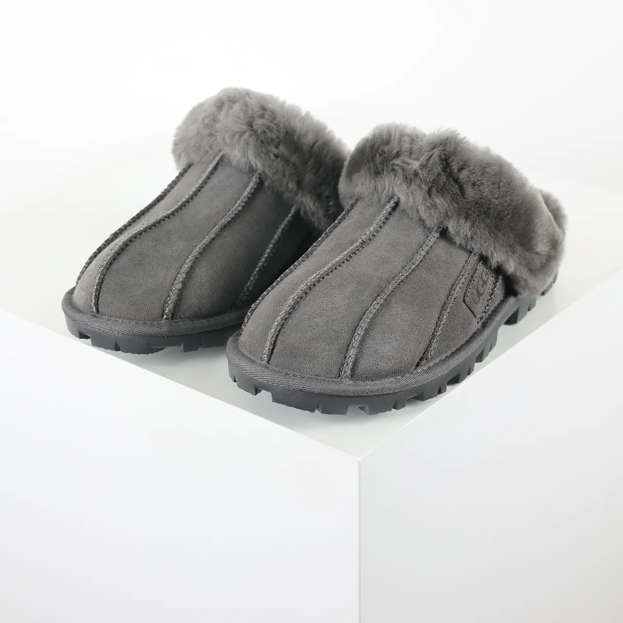 UGG Tasman Charcoal Gray Shearling-Lined Slipper