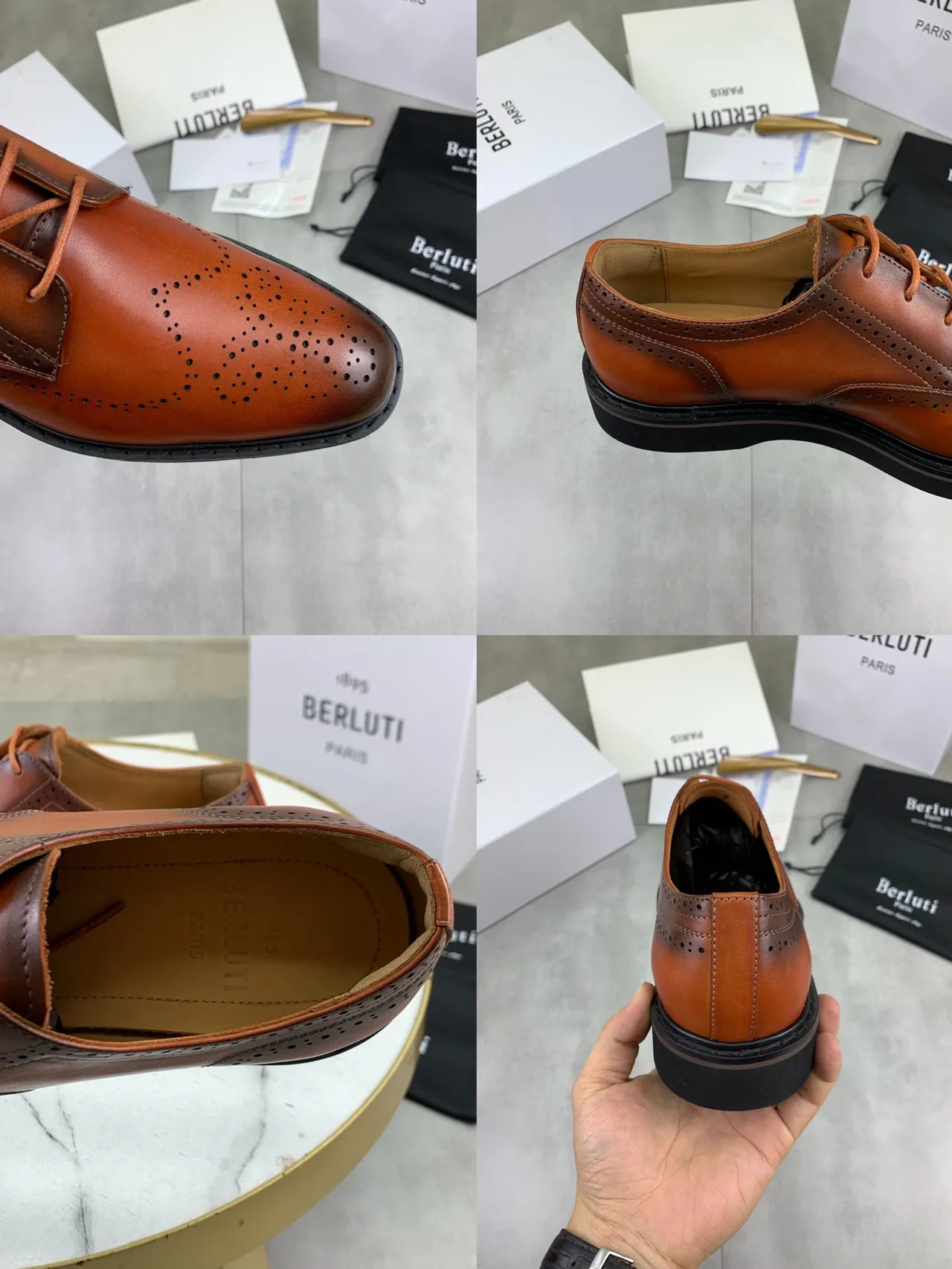 Berluti Full-Brogue Wingtip Cognac Leather Brogues