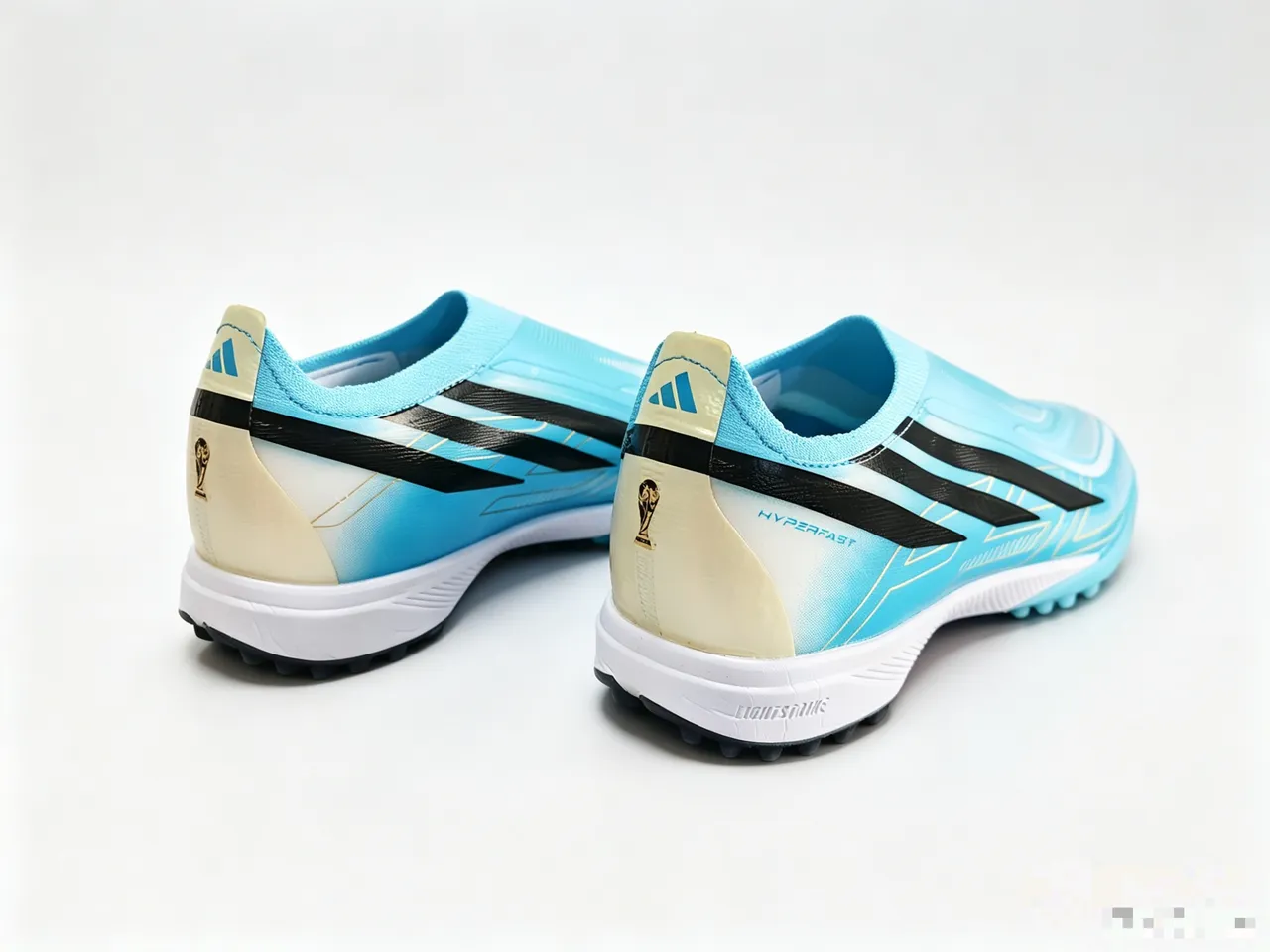 Adidas F50 Blue White Laceless Sock-Fit Upper Molded Studs Turf Soccer Shoes