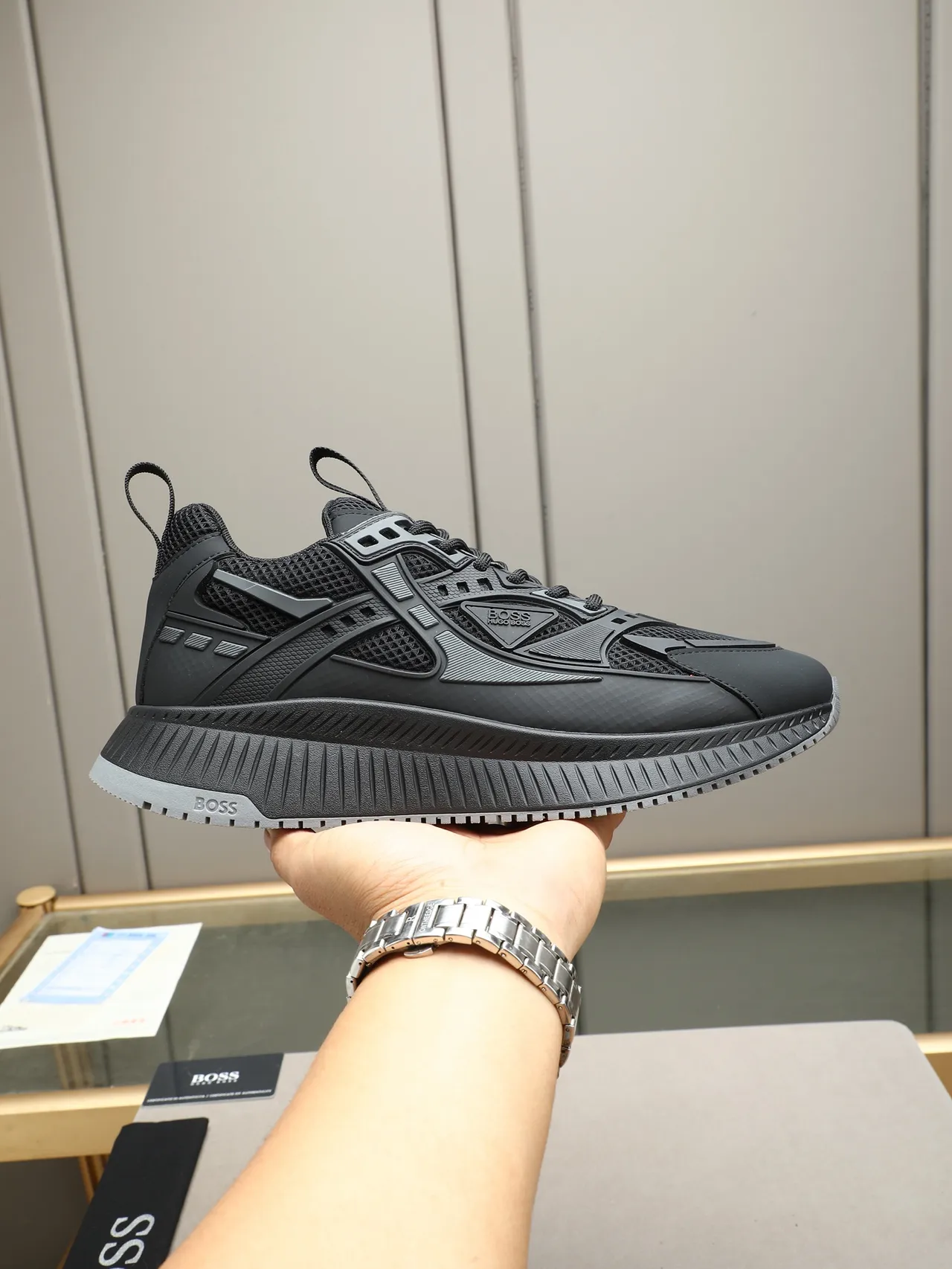 Hugo Boss Black Mesh and Synthetic Overlay Lifestyle Sneakers